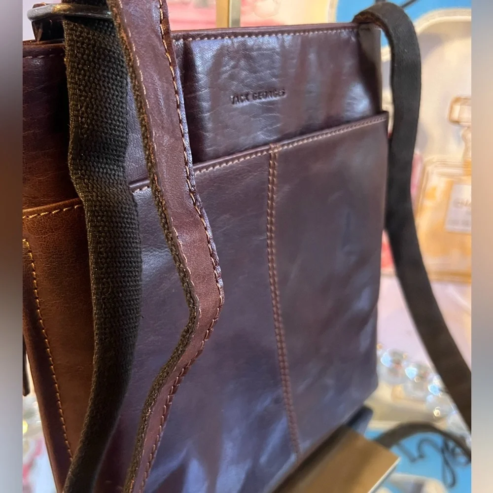 JACK  GEORGES  hand~stained Buffalo leather unisex messenger Bag